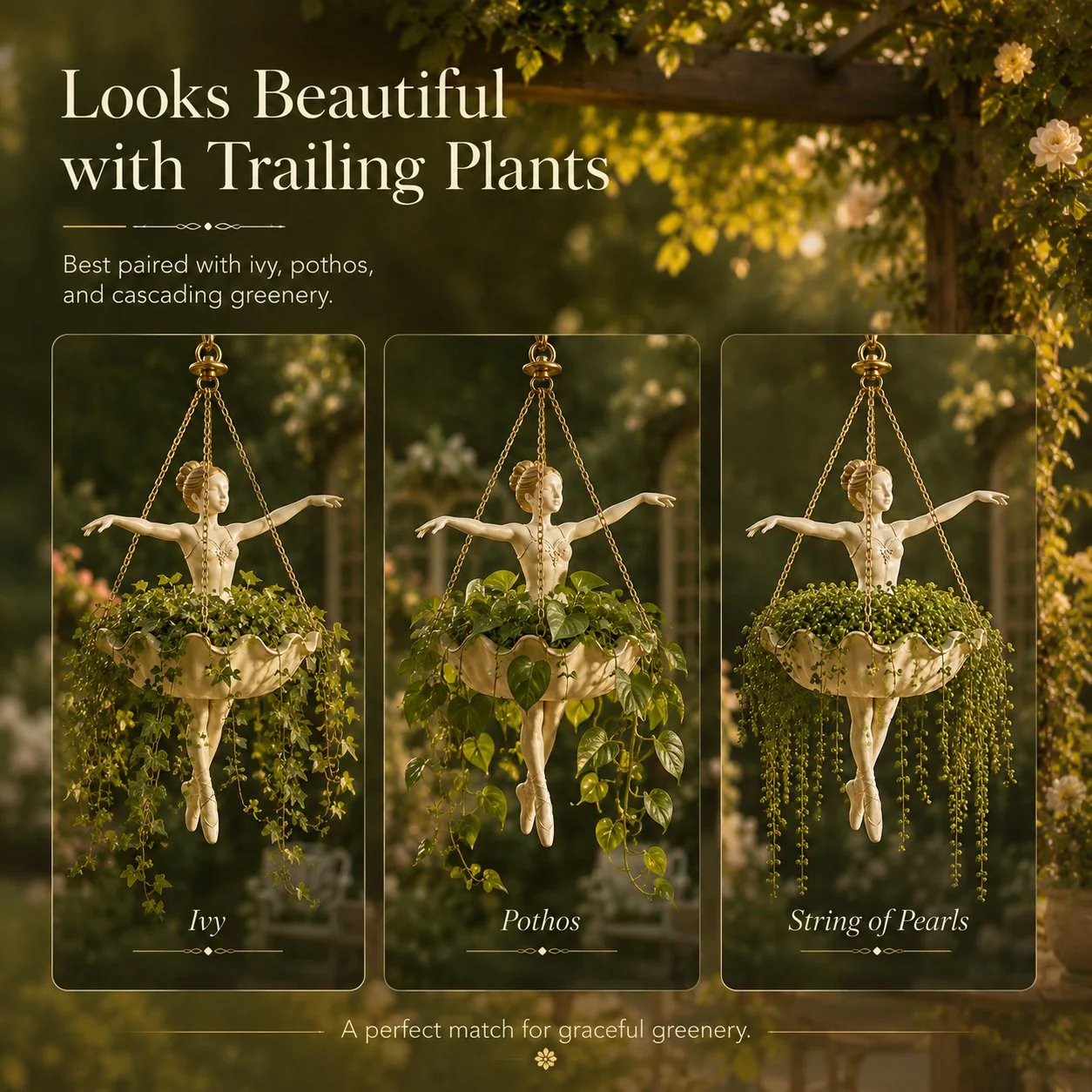🎁🎉Only $29.99 This Week🎉💃 Ballet Dancer Hanging Planter– 🌿Elegant Garden Decor for Porch & Patio