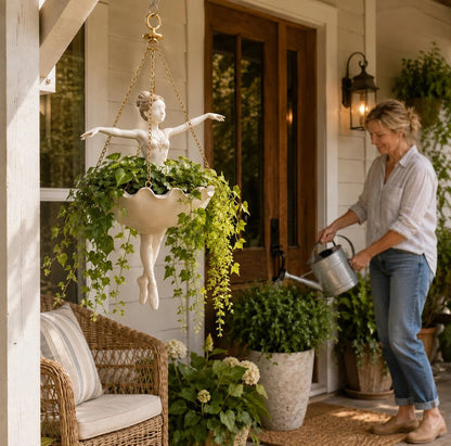 🎁🎉Only $29.99 This Week🎉💃 Ballet Dancer Hanging Planter– 🌿Elegant Garden Decor for Porch & Patio