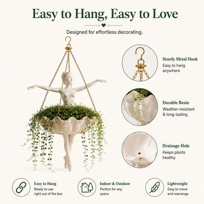 🎁🎉Only $29.99 This Week🎉💃 Ballet Dancer Hanging Planter– 🌿Elegant Garden Decor for Porch & Patio