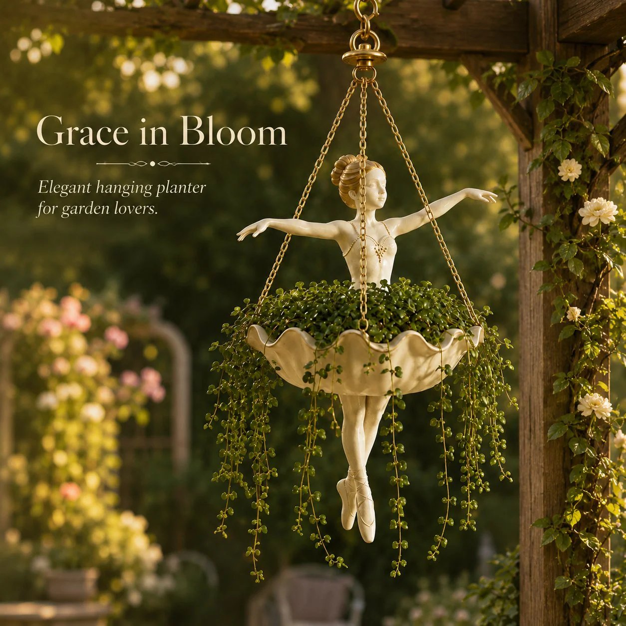 🎁🎉Only $29.99 This Week🎉💃 Ballet Dancer Hanging Planter– 🌿Elegant Garden Decor for Porch & Patio